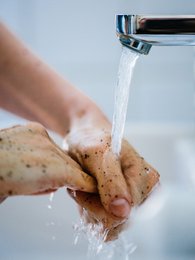 rauwe koffie hand scrub + wassen