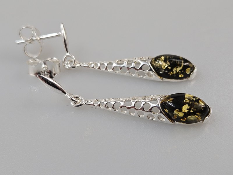 sterling sølv 925 Dangle stud i øreringe med baltisk rav engros