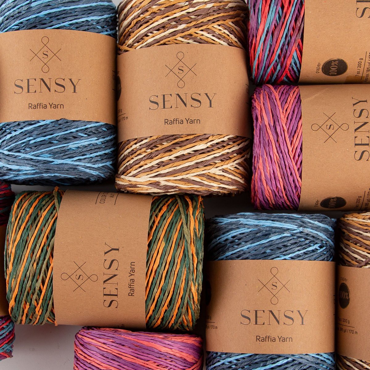 Sensy Premium 185 iarde %100 Filato di rafia multicolore in carta