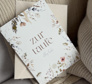 Greeting card with gold "for baptism" with envelope