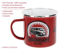 Volkswagen VW T1 Bus Emaljekrus 500ml i gaveæske - Vintage/Rød