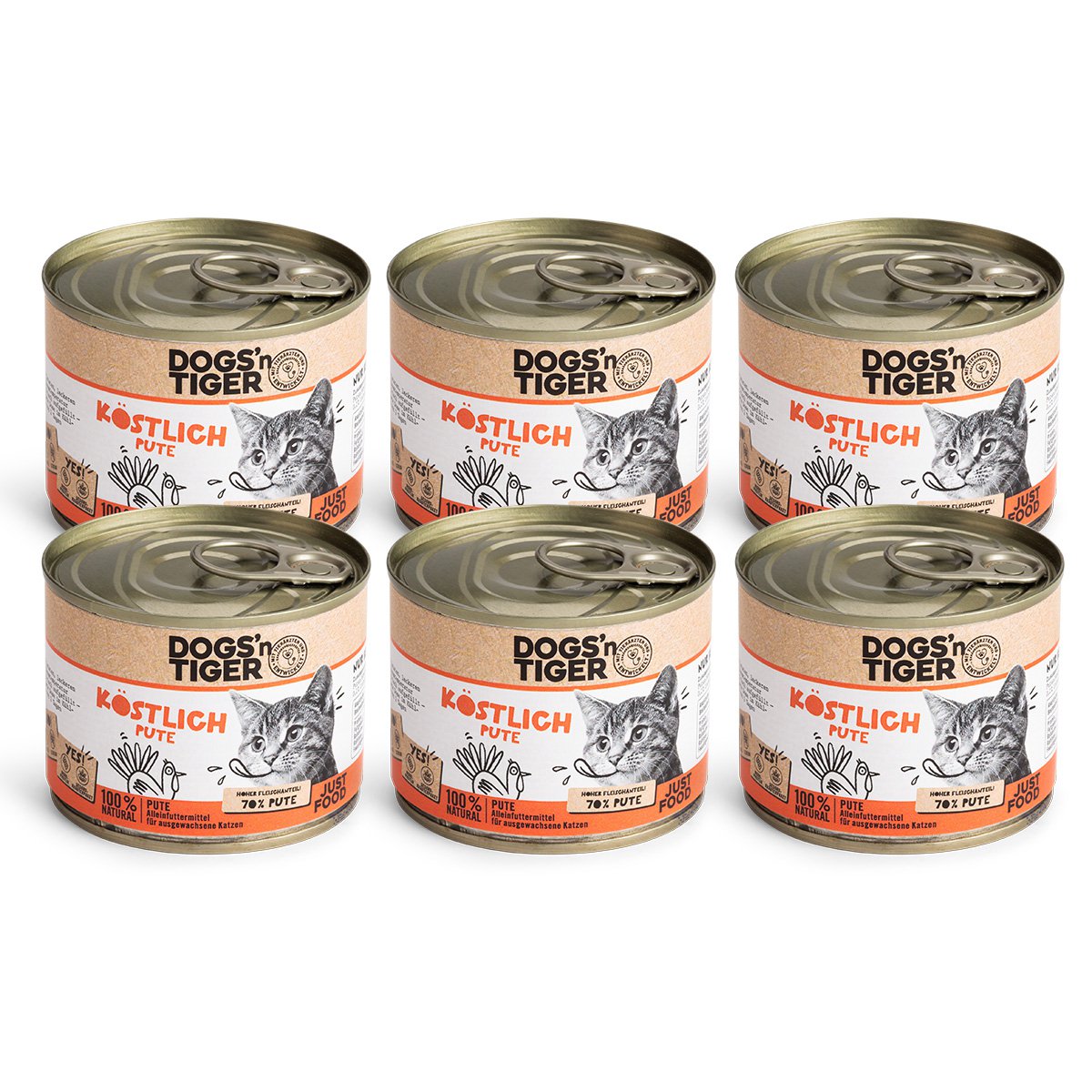 Dogs'n Tiger Adult Premium, nourriture pour chat, délicieuse nourriture humide, sans céréales, huile de dinde et de lin