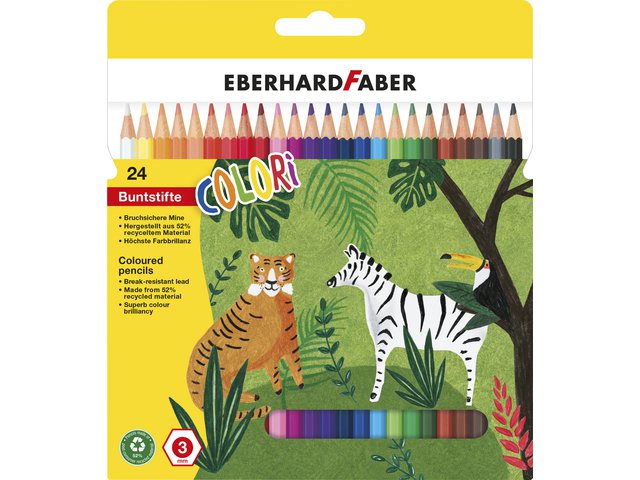 Colored pencil EFA 17.5cm cardboard case of 24 pcs. ass.kl wood-free
