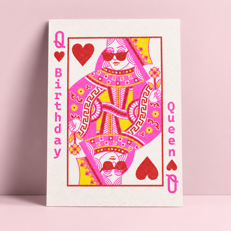 Carte d'anniversaire imprimée Riso Birthday Queen
