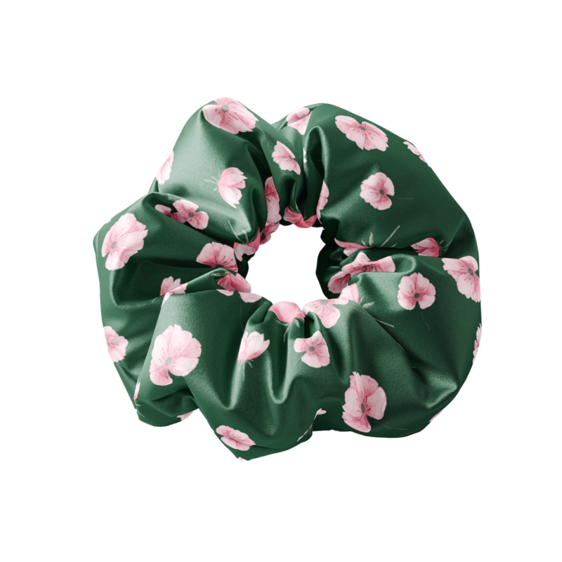 Scrunchie RÓŻOWY KWIAT SOSNA ZIELONA