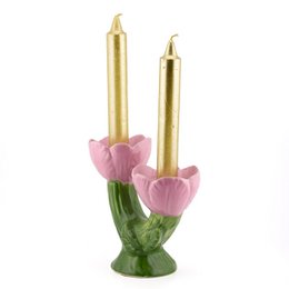 Earthenware candle stand flowers