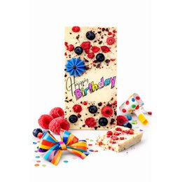Joyeux anniversaire - Chocolat blanc - avec une vraie bougie!