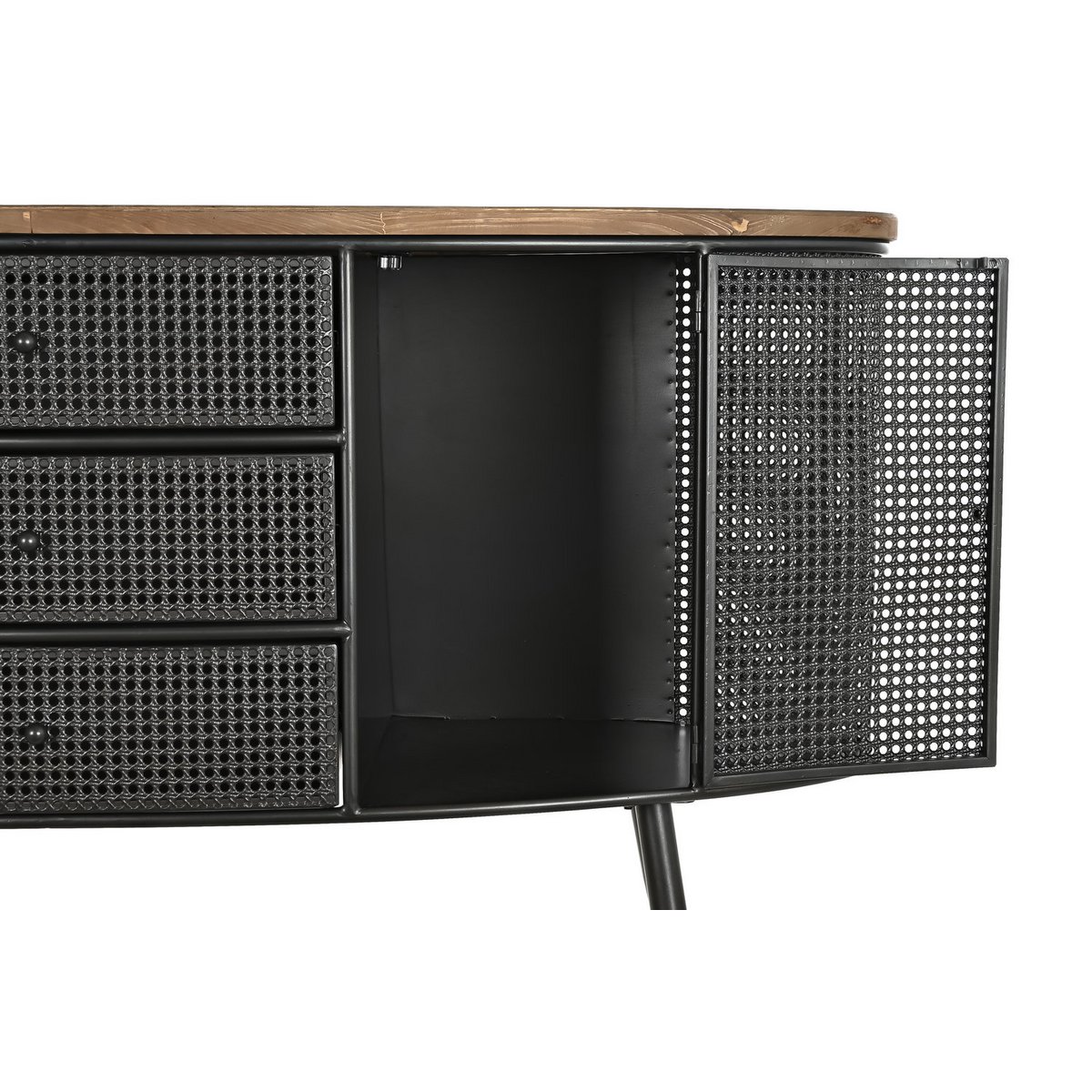 BUFFET ABETO METAL 145,5X45X76 BOTELLERO NEGRO MB200586