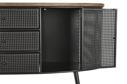 BUFFET SAPIN MÉTAL 145,5X45X76 NOIR PORTE-BOUTEILLES MB200586