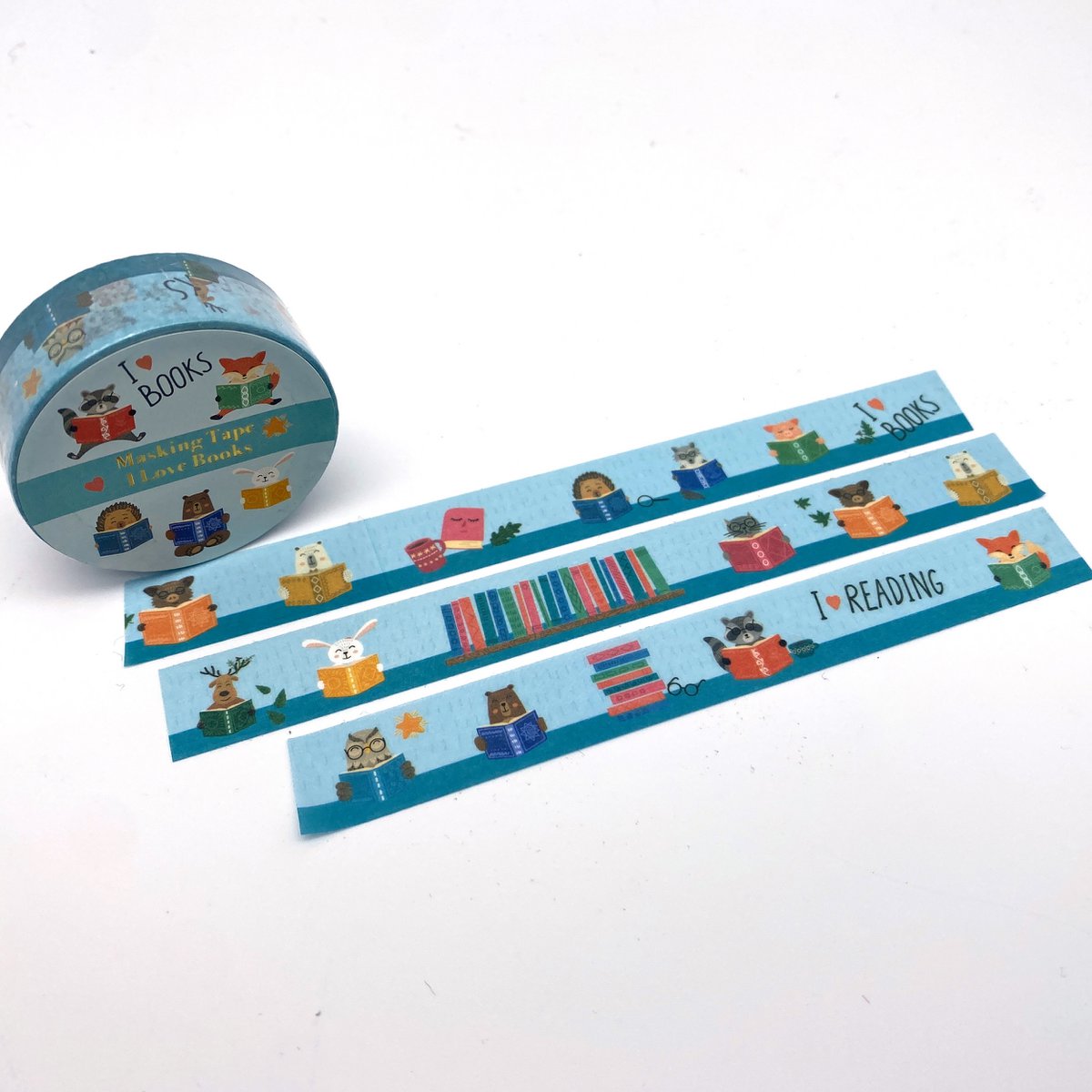 Washi Tape "I Love Books" - Reading animals for creative book lovers