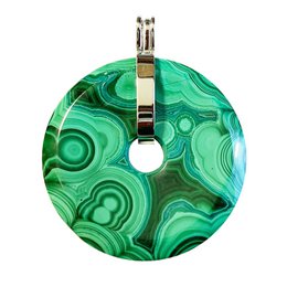 Malachite pendant - Chinese PI or Donut 40mm