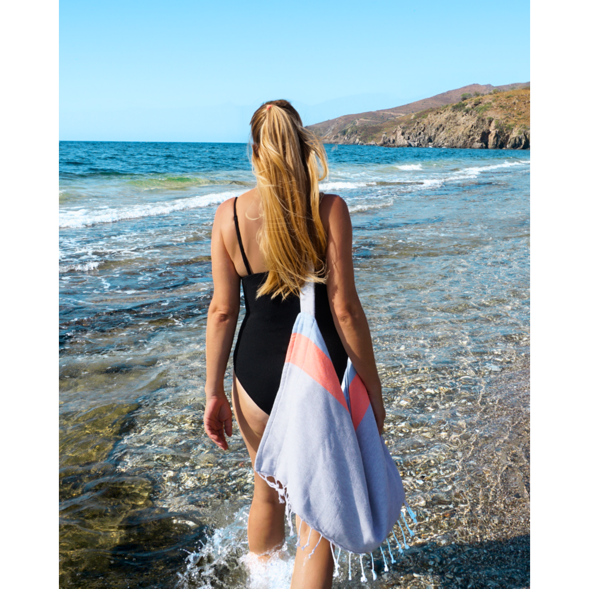 TOWEL TO GO NEON Telo mare e borsa 2 in 1 in cotone riciclato 180x100 cm | Asciugatura rapida | Grigio/Nero | con confezione regalo
