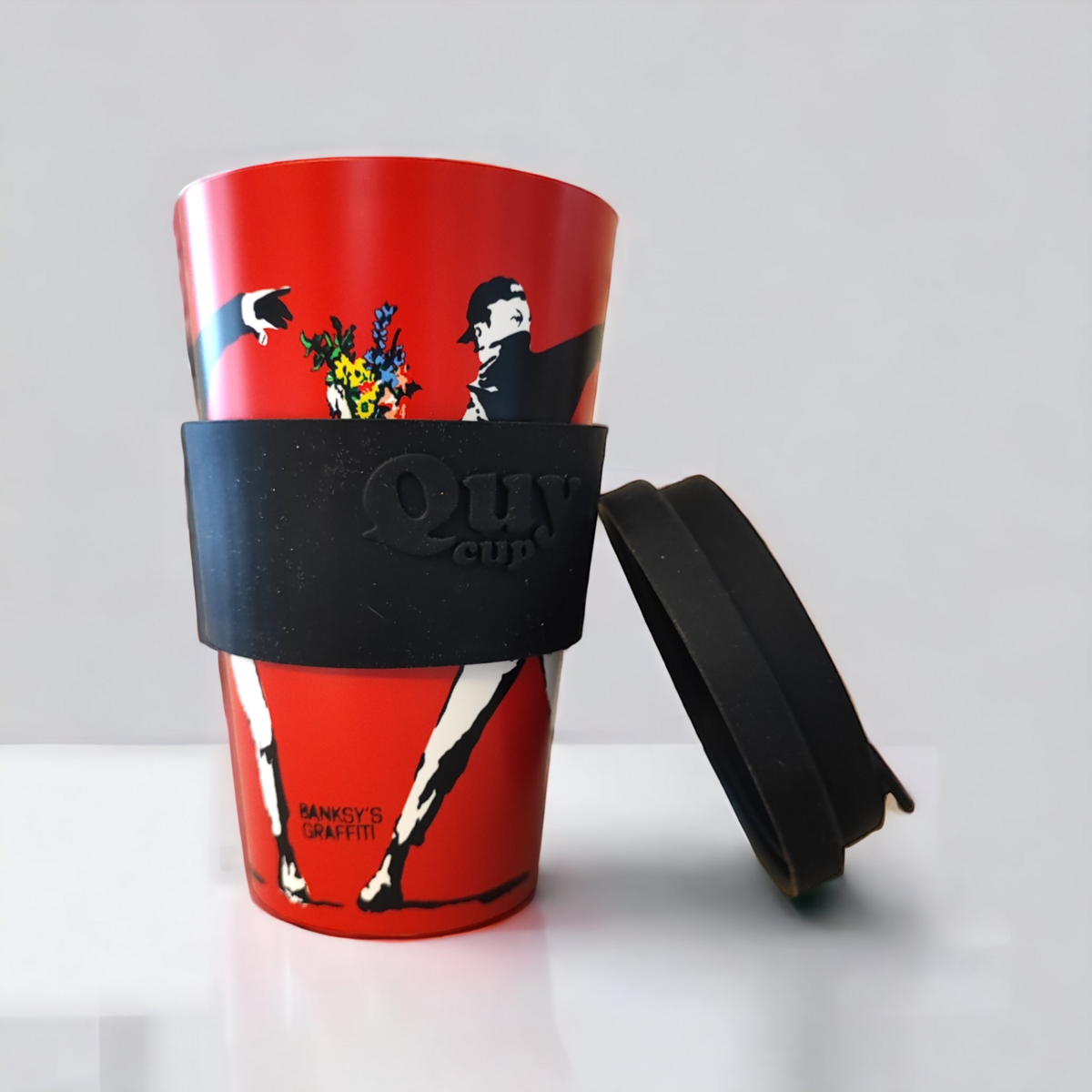 Banksy Travel Mug in RPET 400 ml - The Flower Thrower