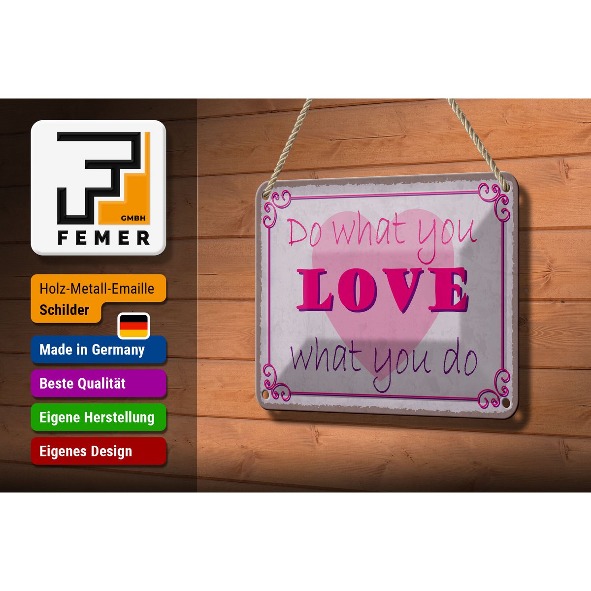Tin sign saying 18x12cm do what love what you do decoration