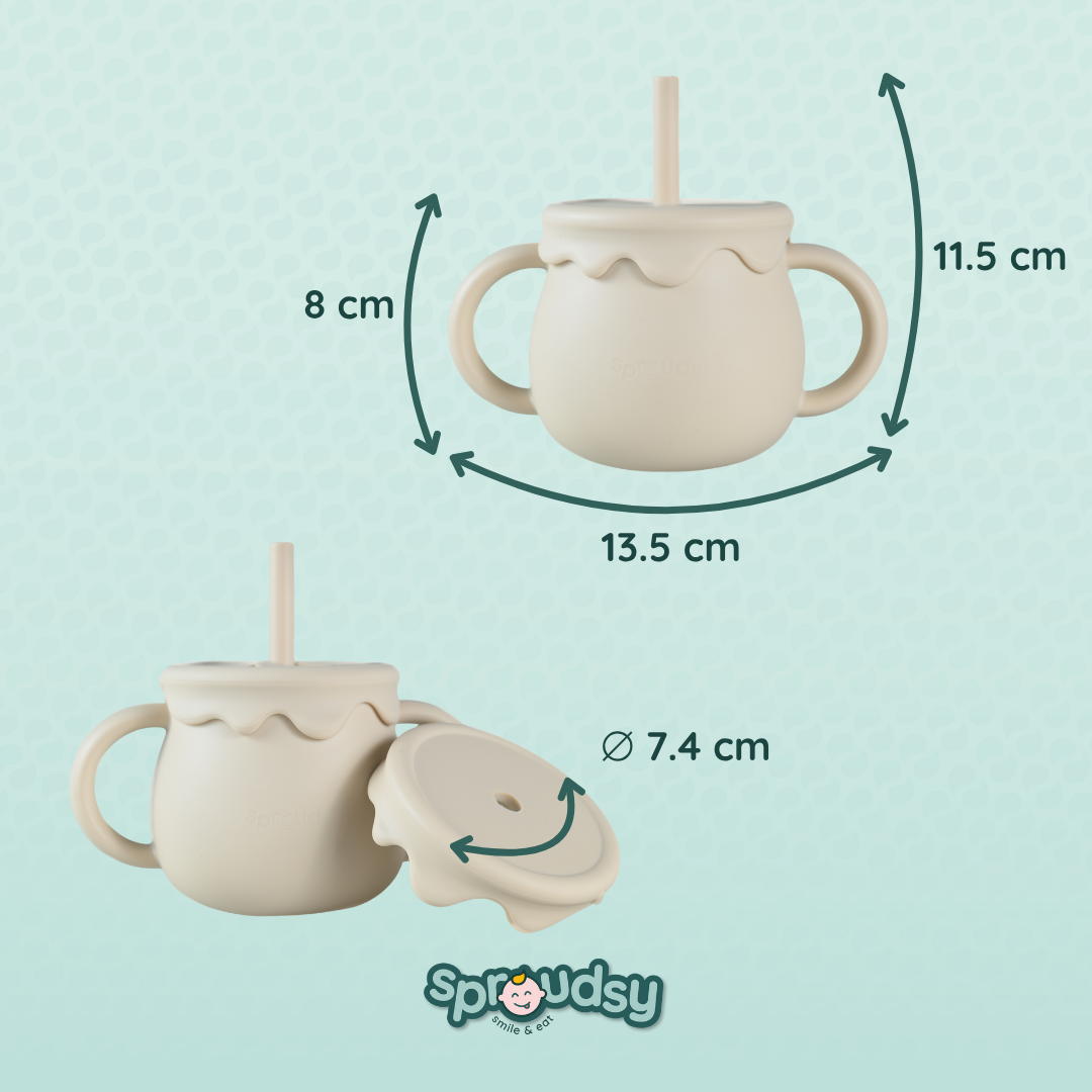 Tazza da allenamento per bebè con cannuccia – Nuvole
