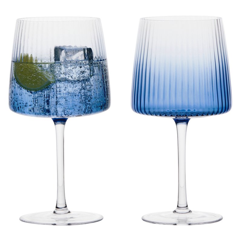 Set of 2 Empire Blue Gin Glasses - Cocktail Glass Set