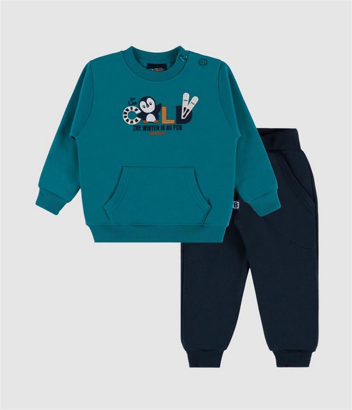 Kuscheliges Fleece-Set mit Pinguin-Stickerei