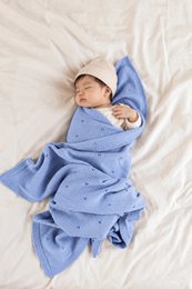Coperta per bebè APOLLO – 100% lana merino – blu [B2B]