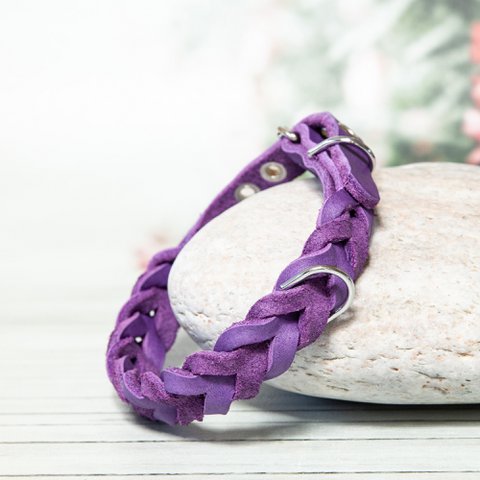 Leather collar | Purple | 4 sizes | Handcrafted