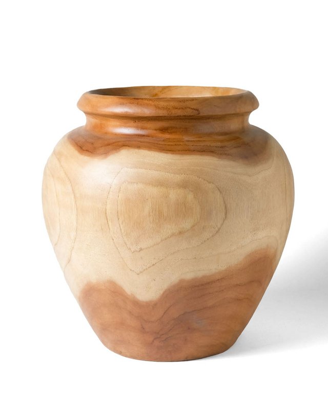 Samàn Kayoa Vase en bois naturel décoratif.