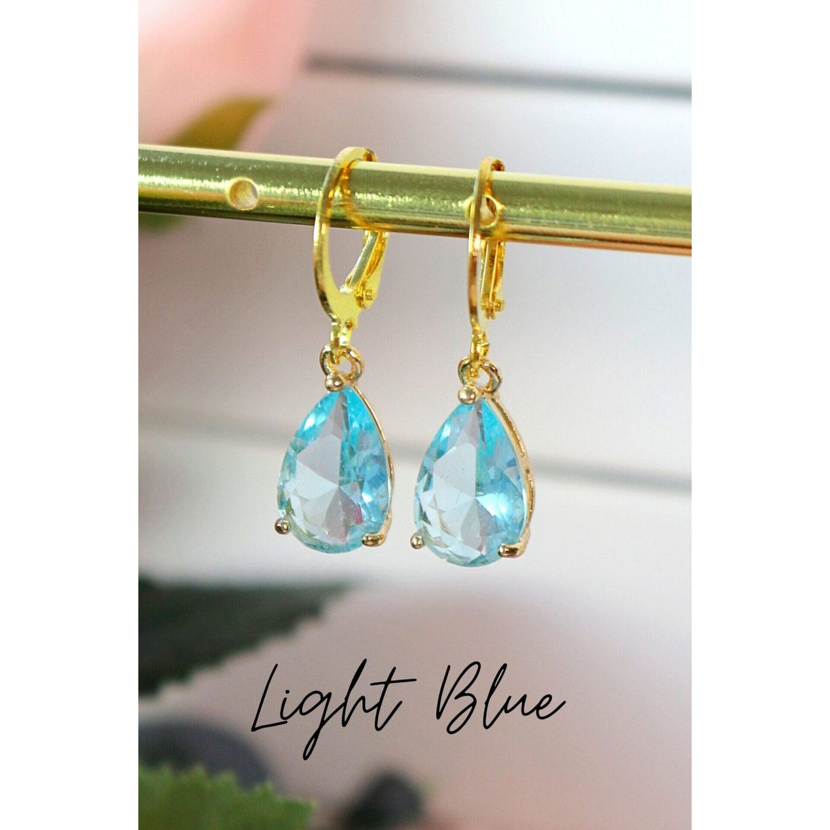 18K Rainbow Teardrop Hoops