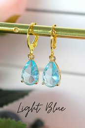 18K Rainbow Teardrop Hoops