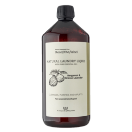 Natural laundry liquid with bergamot and lavender scents. Gentle and effective formula for clean clothes.
