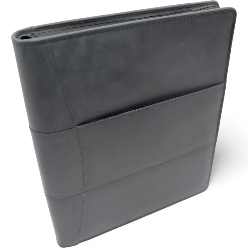 Estuche de cuero para escritura A4 - Carpeta para conferencias - Carpeta para documentos A4 - Funda para tableta y portátil - Carpeta de anillas extraíble