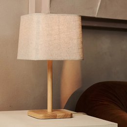 Marley Holzlampe mit beigem Schirm