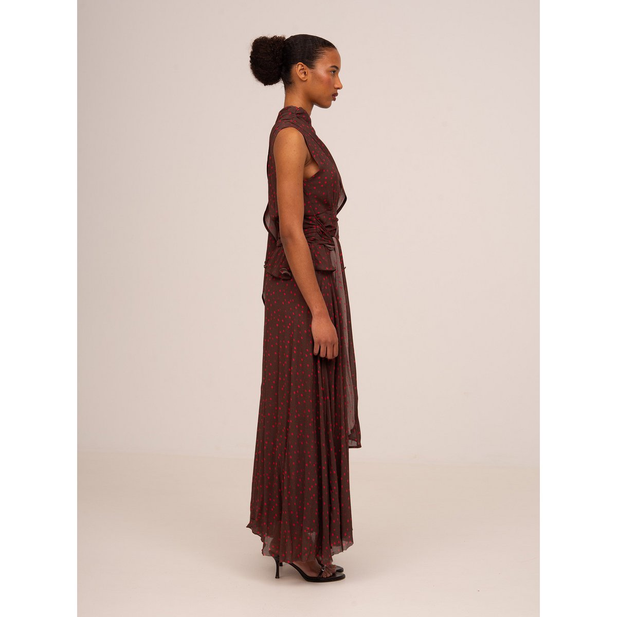 Brown Toast Polka Dot Occasion Dress