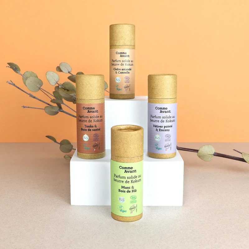Solid woody perfume with kokum butter
