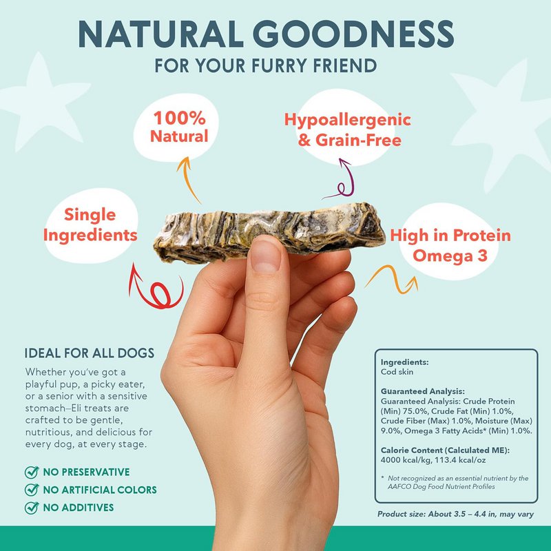 Dried Cod Skin Fingers Natural Single Ingredient Dog Treats 80 g