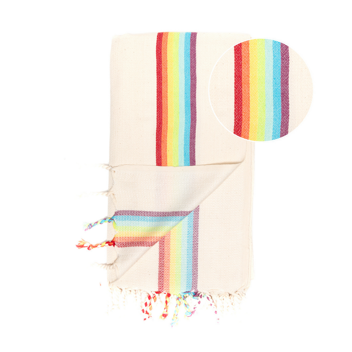 BAMBOO RAINBOW Beach Towel, Turkish Hammam Towel, Spa & Sauna Towel / Made of Bamboo and Cotton / Beige