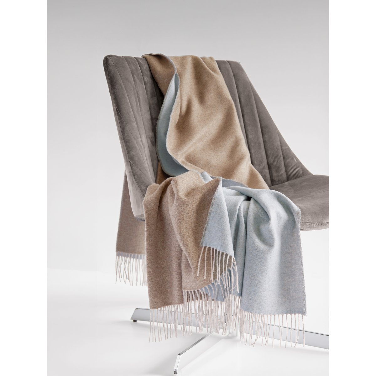 Plaid ALASSIO natur-hellblau
