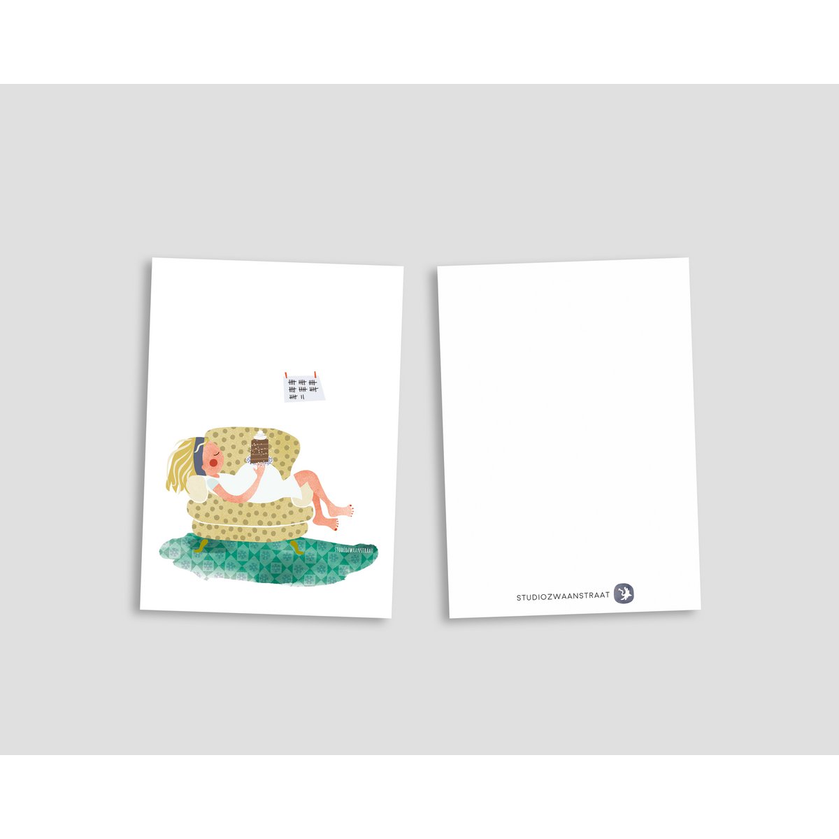 postcard - 'bellies' series - grandma's chair
