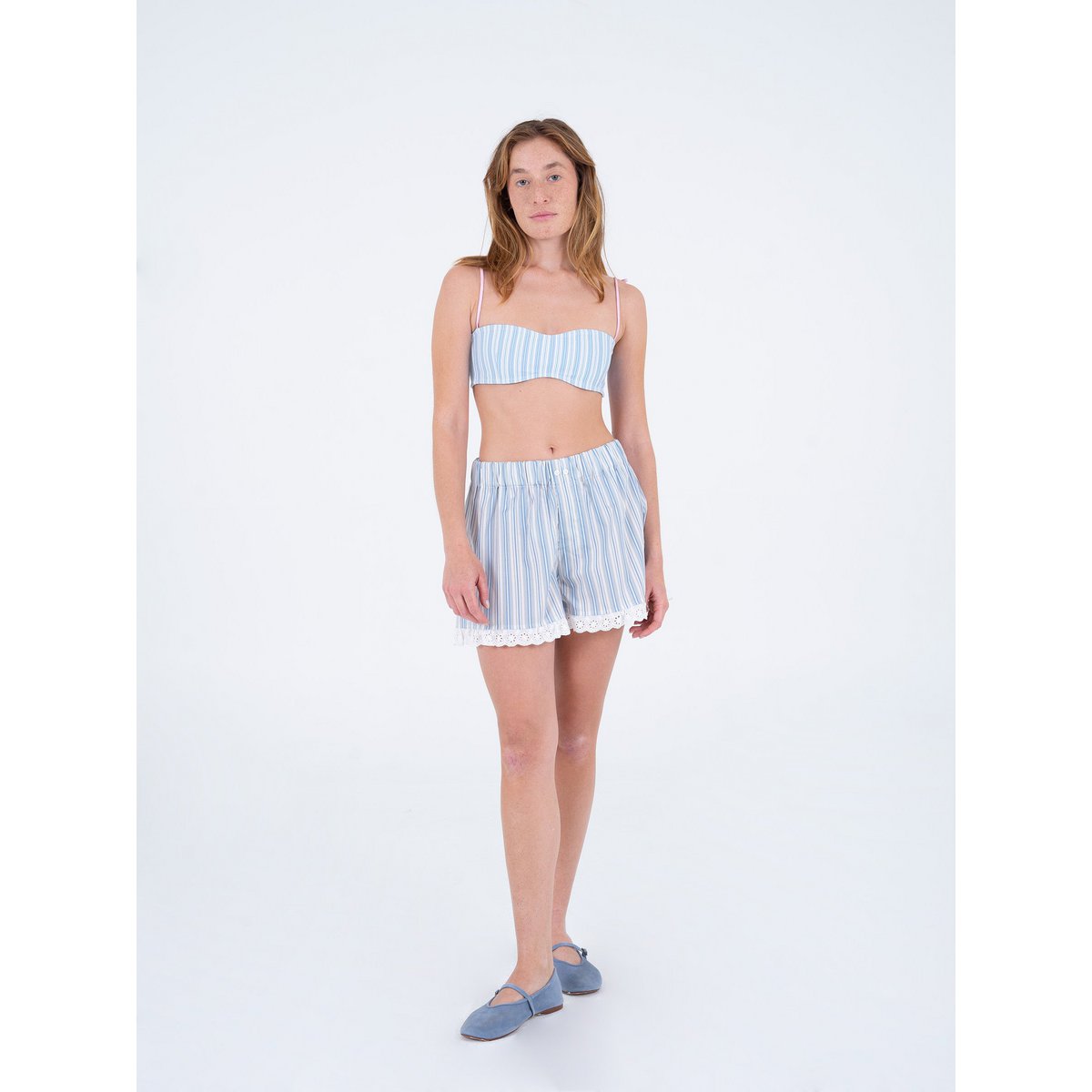 Aquatic Striped Print Shorts