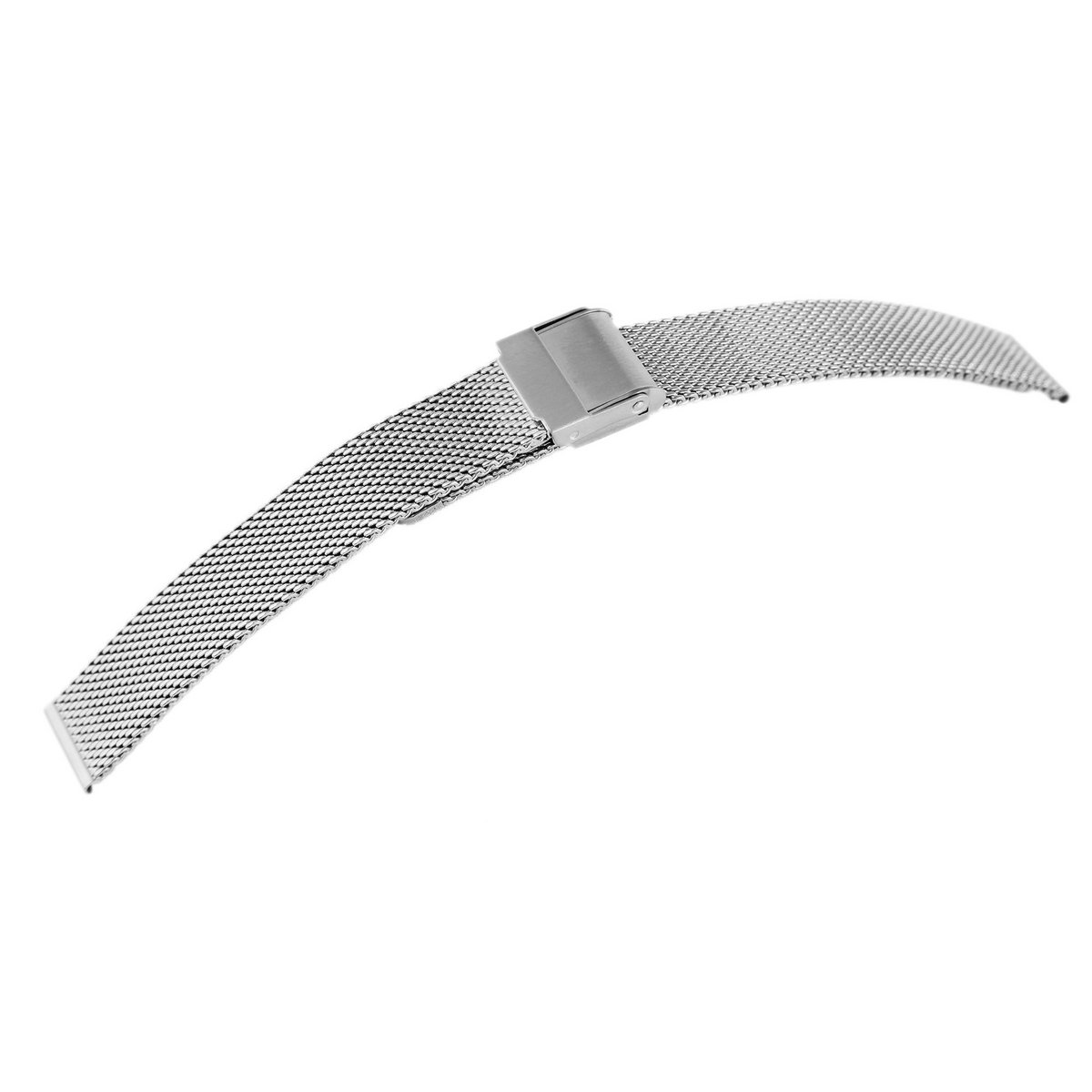 Bracciale milanese in acciaio inossidabile, tono argento, 14 mm