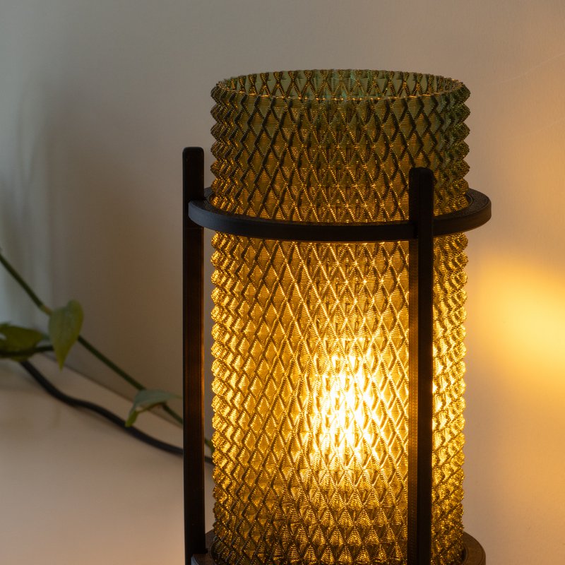 Oliven PRISM lampe – moderne geometrisk skærm, genanvendt PETG, omgivende belysning, E14