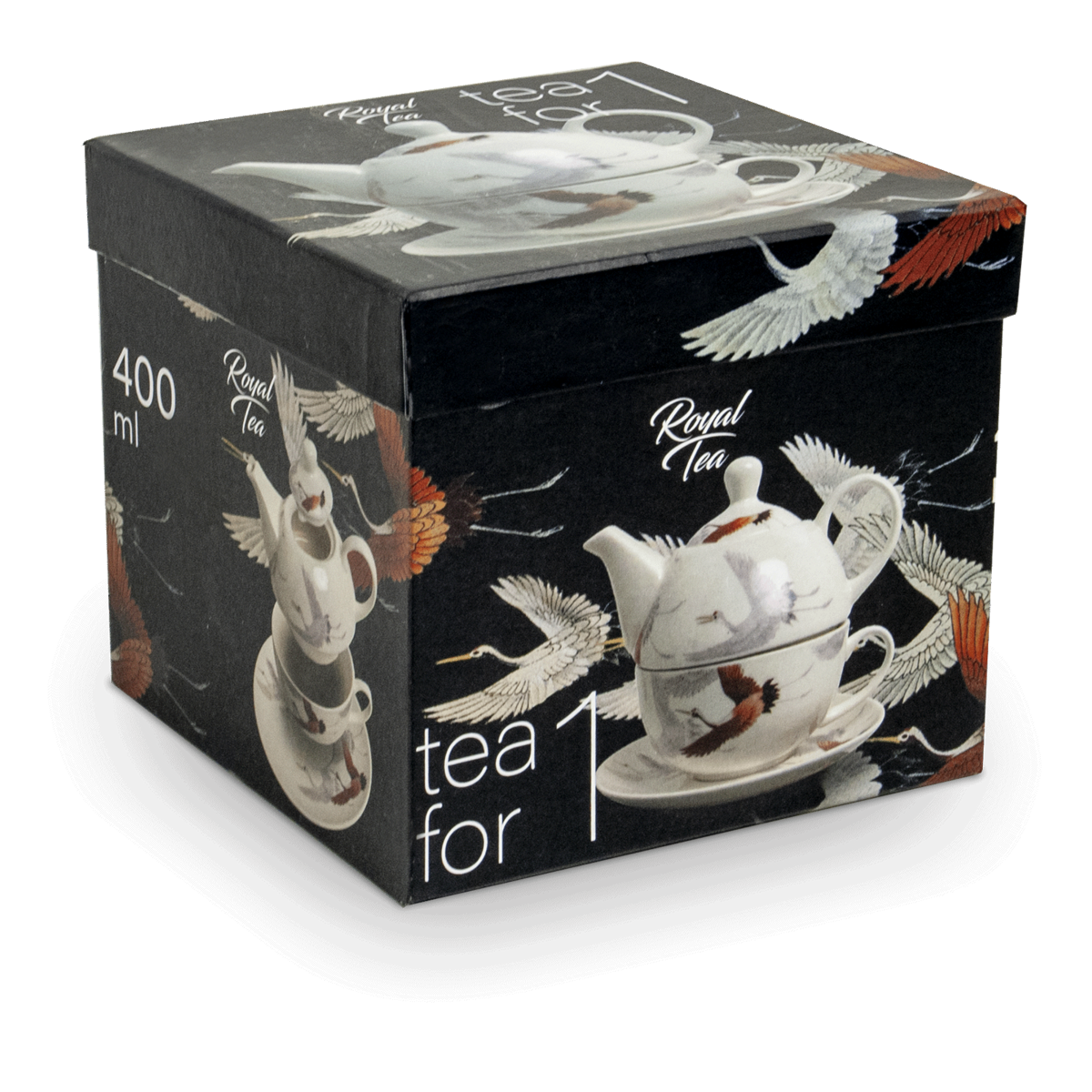 Edo Tea for One set, Crane White, giftbox