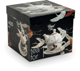 Edo Tea for One set, Crane White, giftbox