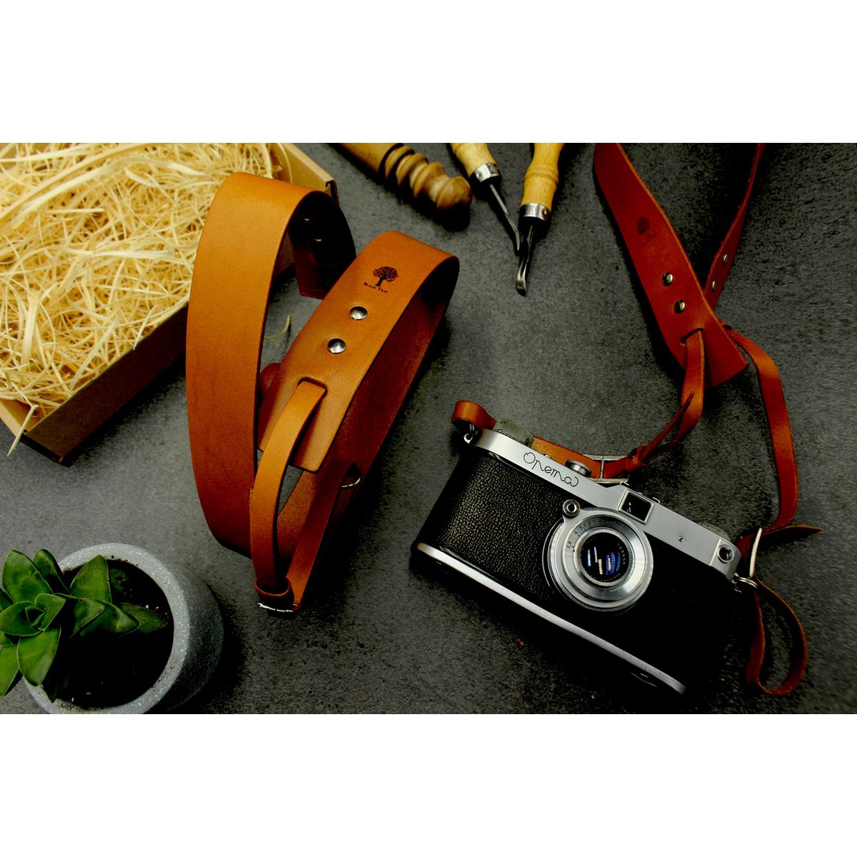 Leather camera strap
