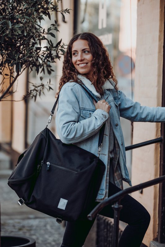 Black ♻️ Recycled Polyester Diaper Bag