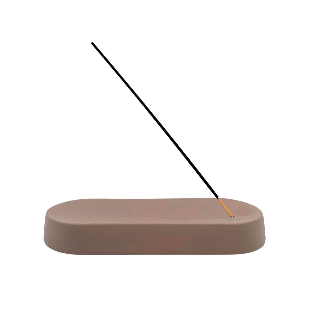 Røgelseholder - keramik - brun - oval - 22 x 9 x 3 cm