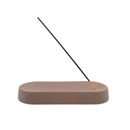 Incense holder - ceramic - brown - oval - 22 x 9 x 3 cm