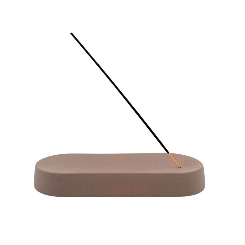 Incense holder - ceramic - brown - oval - 22 x 9 x 3 cm