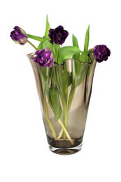 Vase glas bølget brun taupe glas vase bord vase 21 x 21 x 30 cm