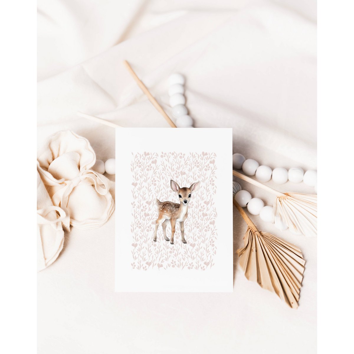 Impression d’art de pépinière de cerfs, affiche de cerfs, affiche de cerfs mignons, affiche de chambre de filles roses, impression boisée, impression de cerfs mignons, impression d’art de pépinière de filles, chambre de filles