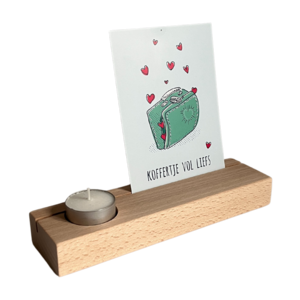 Wooden card holder, tea light