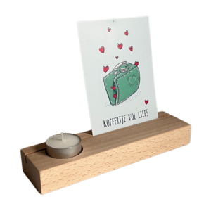 Wooden card holder, tea light