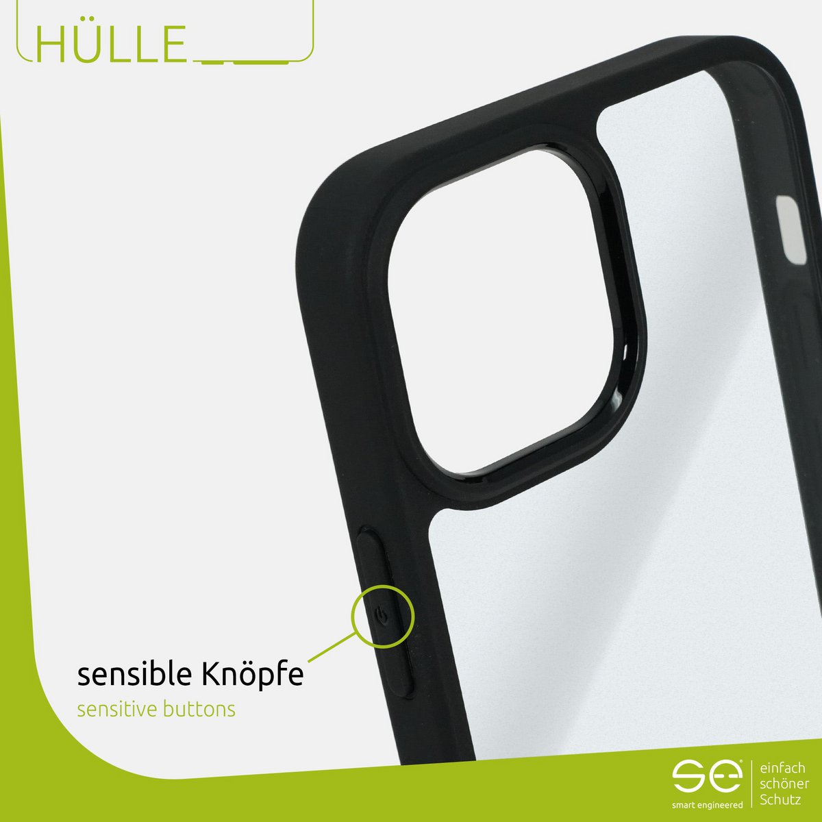1x se® hardcover beschermhoes (mat zwart) Apple iPhone 13 Pro Max